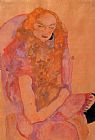 Egon Schiele Canvas Paintings - Woman with Long Hair